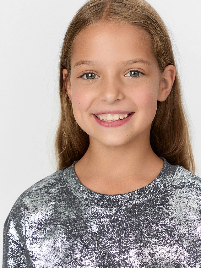 Лонгслив для девочек серый - 6