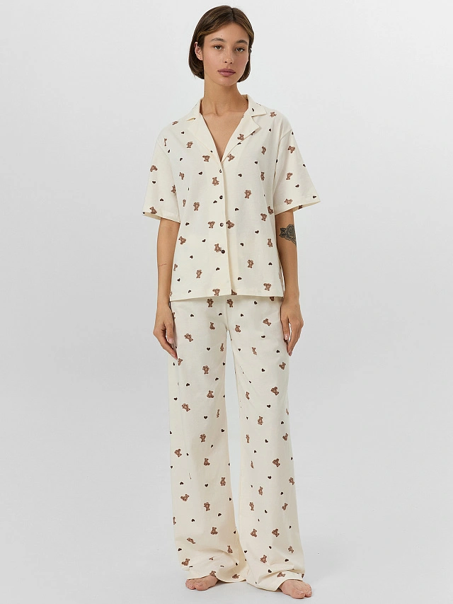 Комплект домашний женский с принтом мишки - 4