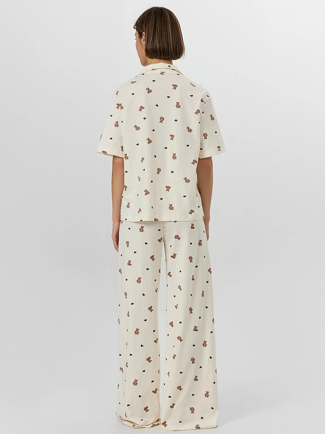 Комплект домашний женский с принтом мишки - 5