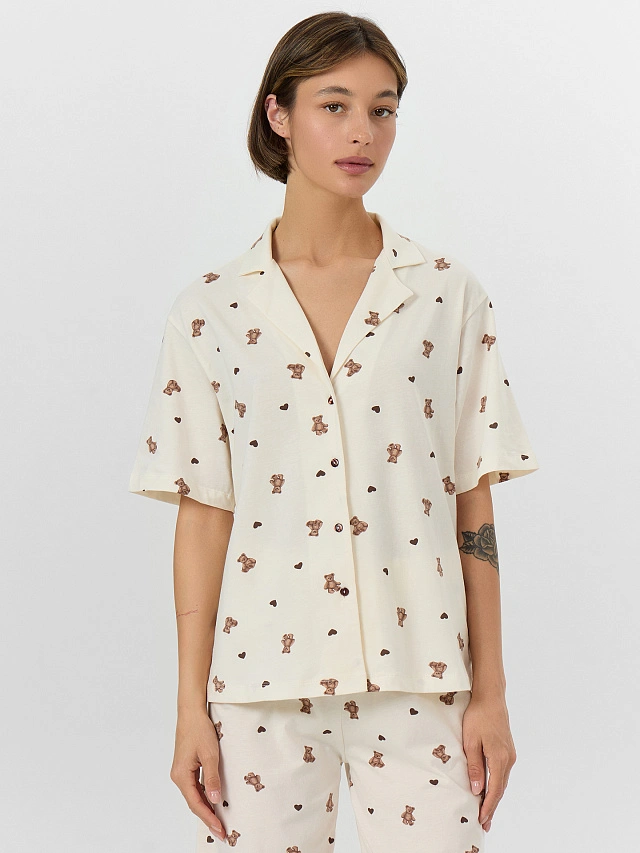Комплект домашний женский с принтом мишки - 6