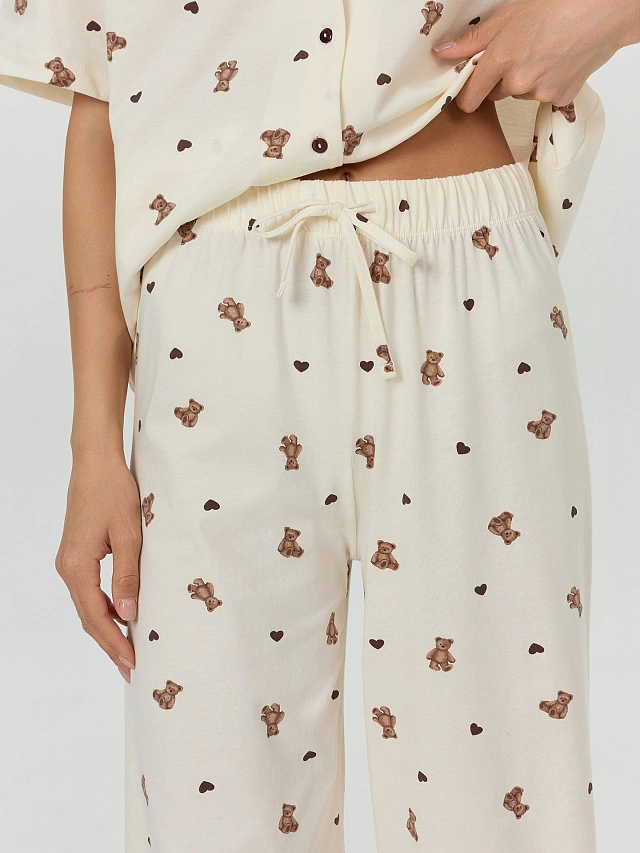 Комплект домашний женский с принтом мишки - 9