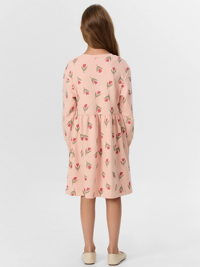 Платье для девочки розовое с тюльпанами - 3