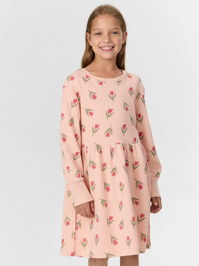 Платье для девочки розовое с тюльпанами - 4