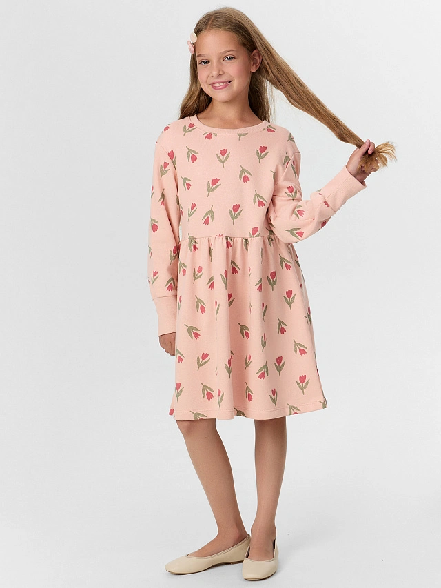 Платье для девочки розовое с тюльпанами - 7