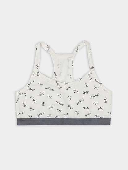 картинка Топ для девочек серый с надписями от известного бренда одежды для девочек Mark Formelle