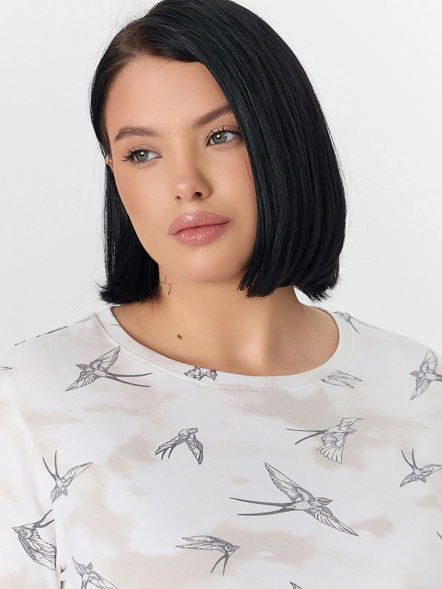 Сорочка ночная женская с принтом птиц - 4