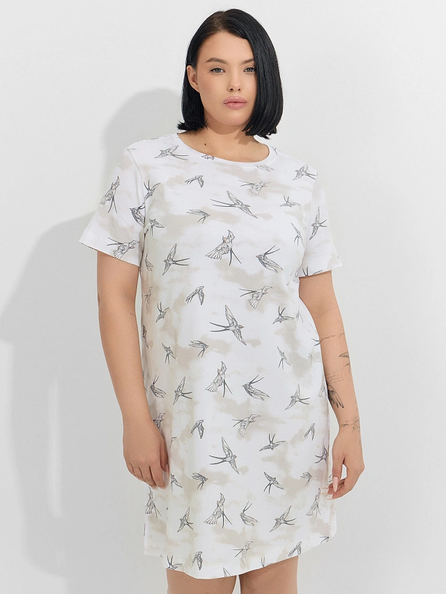 Сорочка ночная женская с принтом птиц - 5