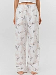 Брюки женские домашние с узором птиц