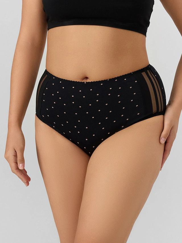 Трусы макси черные с кружевными вставками - 2