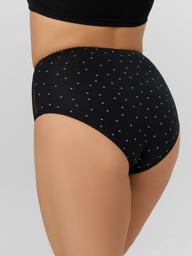 Трусы макси черные с кружевными вставками - 3