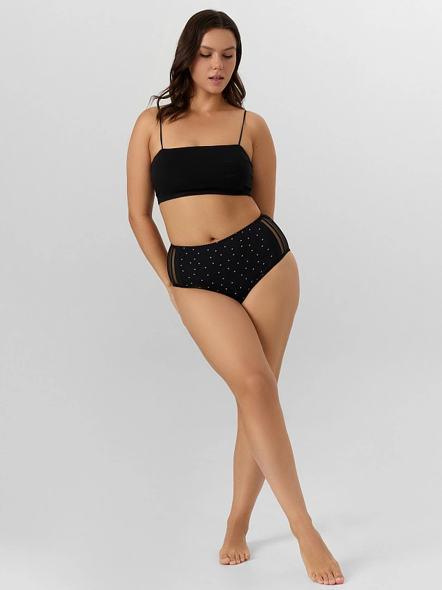 Трусы макси черные с кружевными вставками - 4