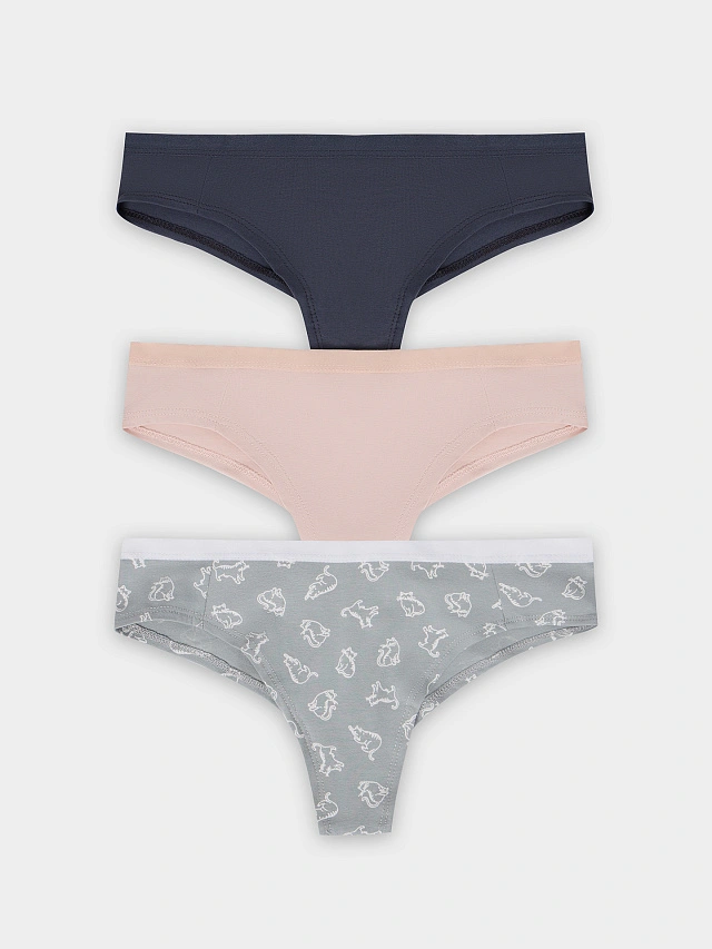 Трусы бразилиана женские в наборе, 3 шт - 9