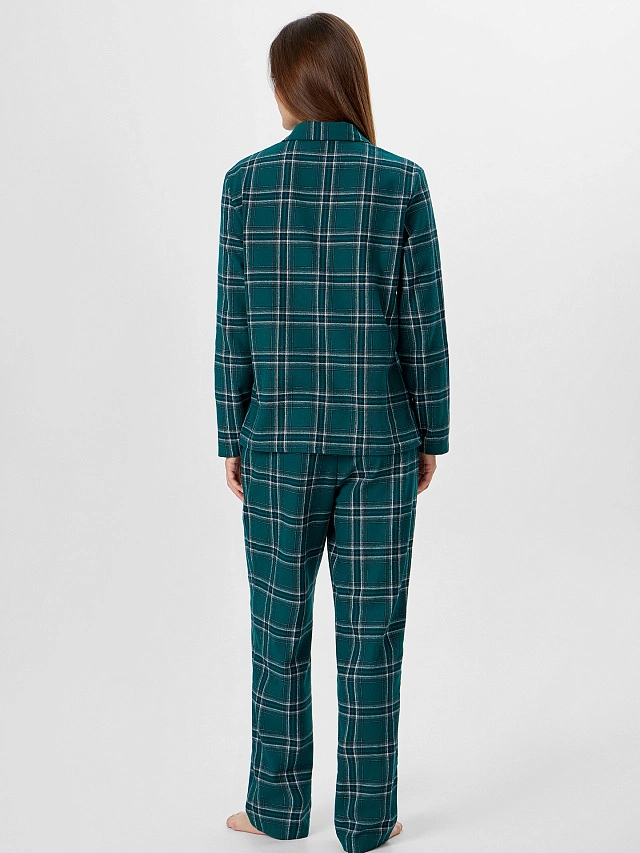 Комплект женский домашний зеленый в клетку - 4