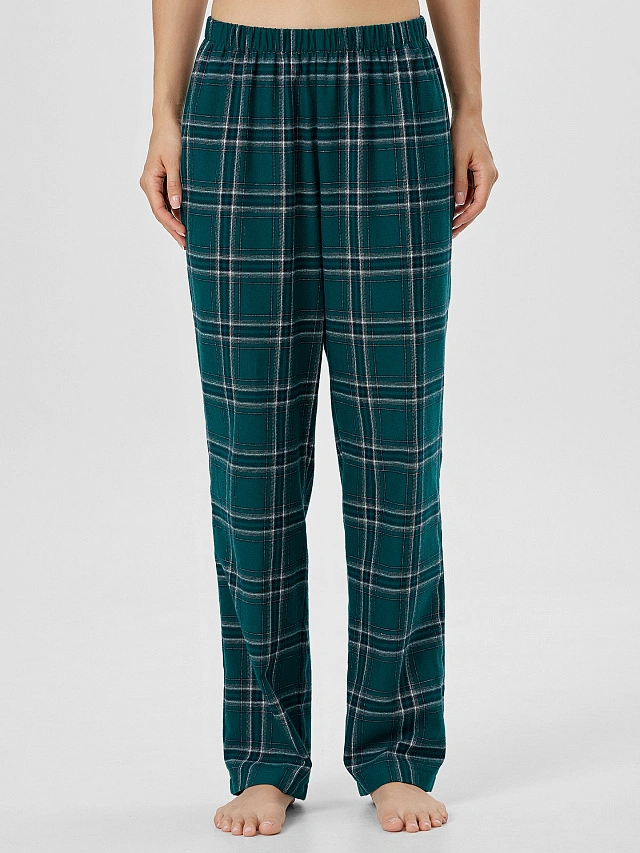 Комплект женский домашний зеленый в клетку - 8