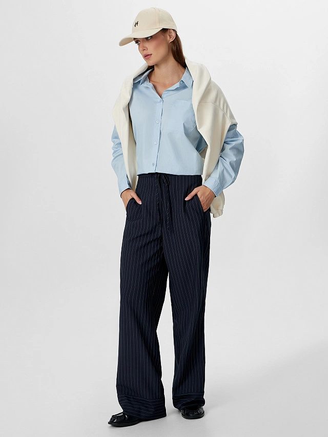 Брюки женские синие в полоску - 5