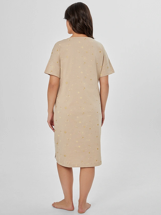 Сорочка ночная женская бежевая с надписью "All dreams..." - 3