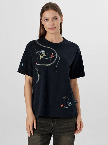 Футболка женская новогодняя черная с надписью "люмос максима"