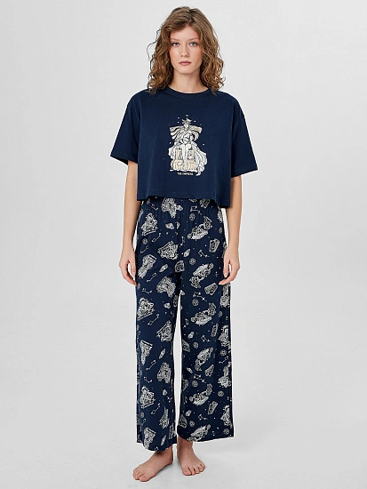 картинка Комплект домашний женский синий с узором карт таро от магазина стильной одежды Mark Formelle