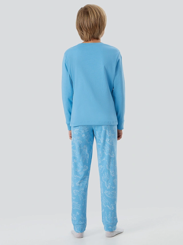 Комплект домашний для мальчиков голубой с надписью - 3