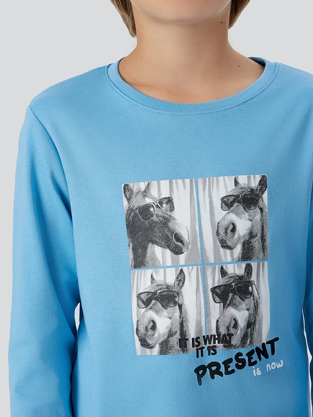 Комплект домашний для мальчиков голубой с надписью - 5