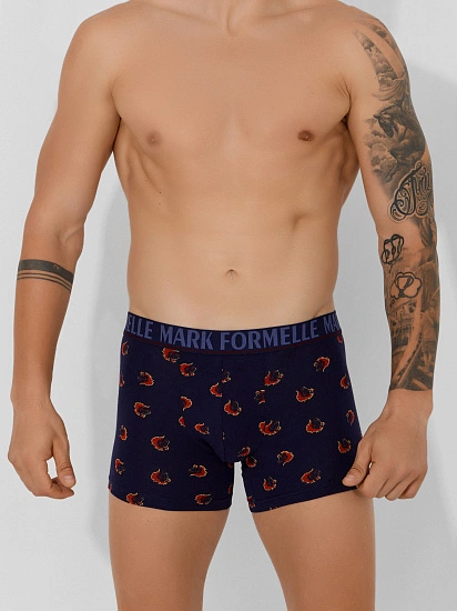 картинка Трусы боксеры мужские синие с принтом от магазина мужской одежды Mark Formelle