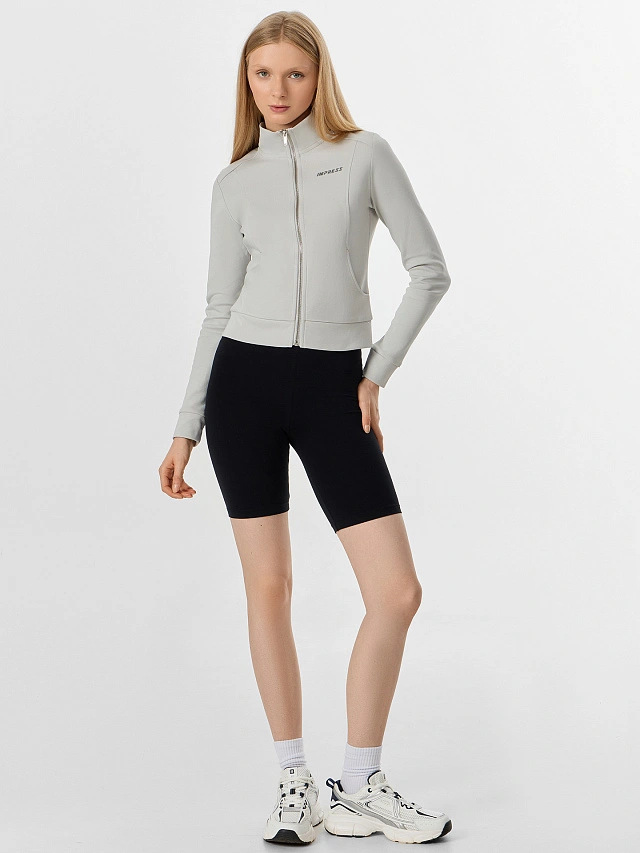 Толстовка женская серая на молнии - 4