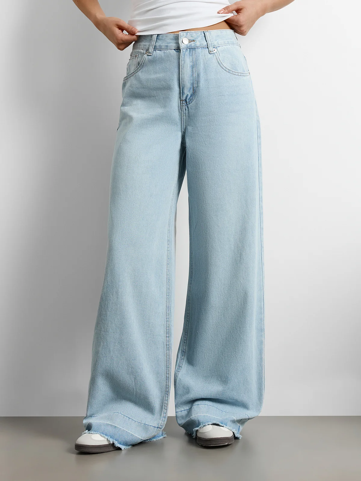 Джинсы женские Wide leg fit голубые с высокой посадкой