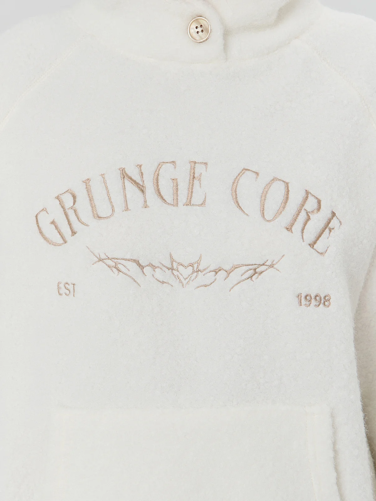 Худи женское молочное с надписью "Grunge core"