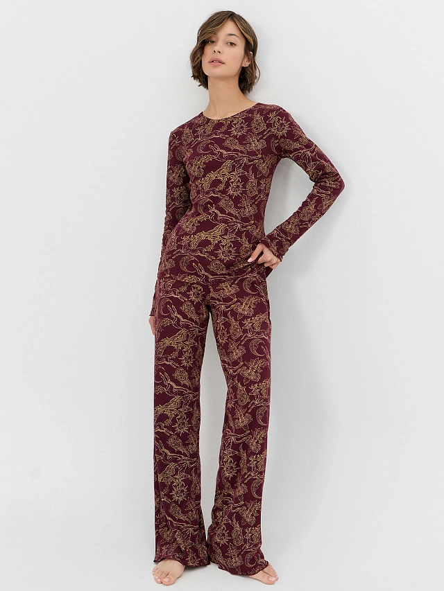 Комплект женский коричневый с узором - 10