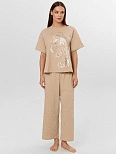Комплект домашний женский бежевый с надписью "time to shine"