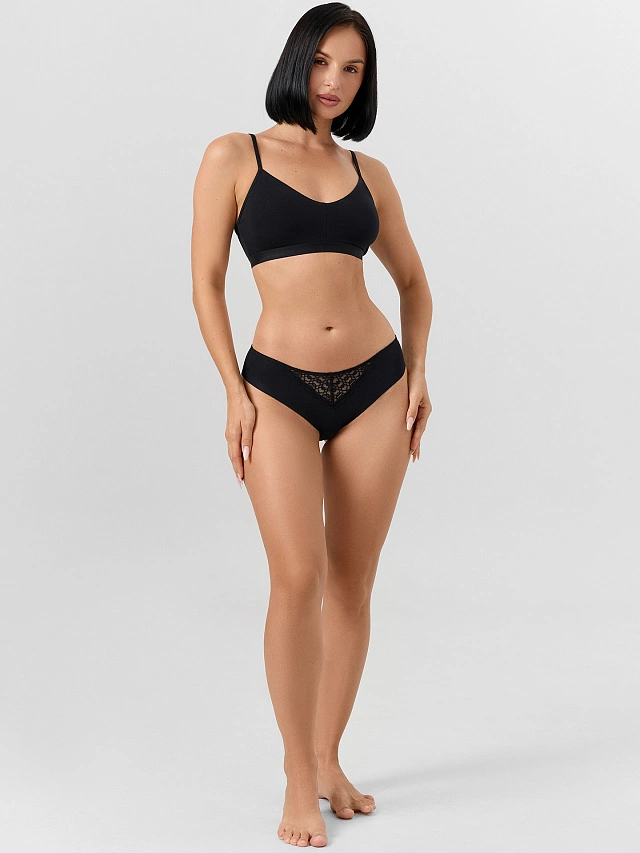 Трусы женские бесшовные черные - 7