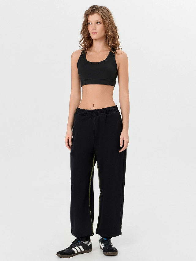 Брюки джоггеры женские черные - 5