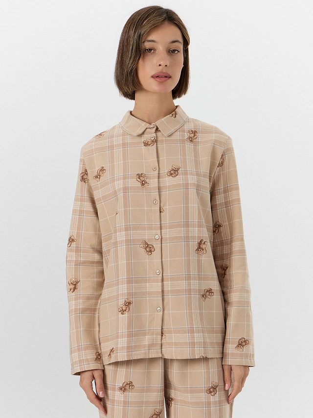 Комплект женский домашний бежевый с принтом мишек - 3