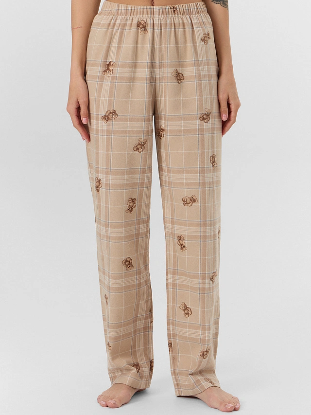 Комплект женский домашний бежевый с принтом мишек - 7