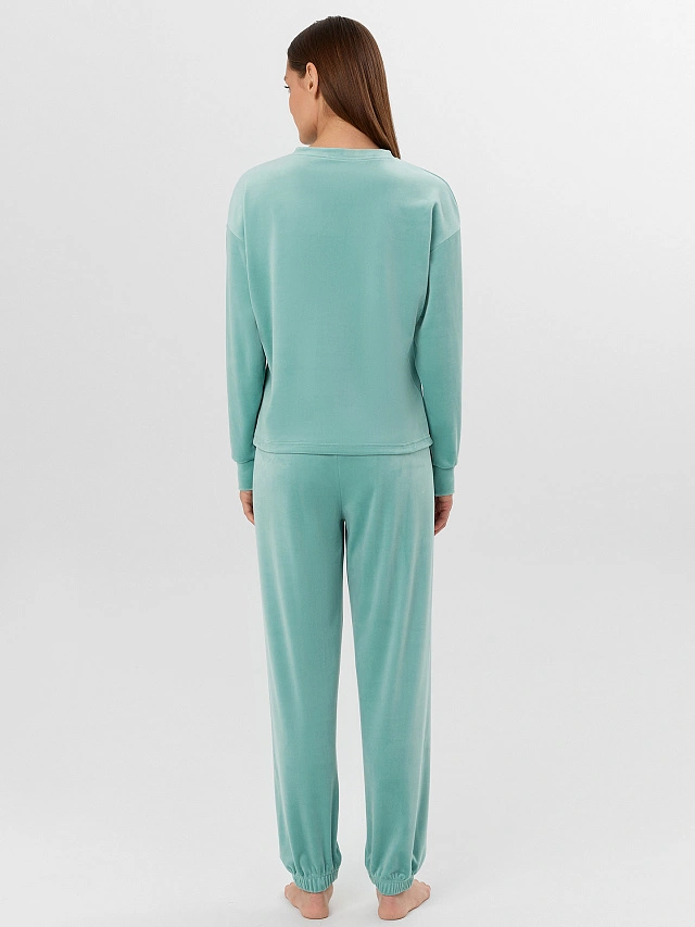 Комплект женский велюровый зеленый - 3