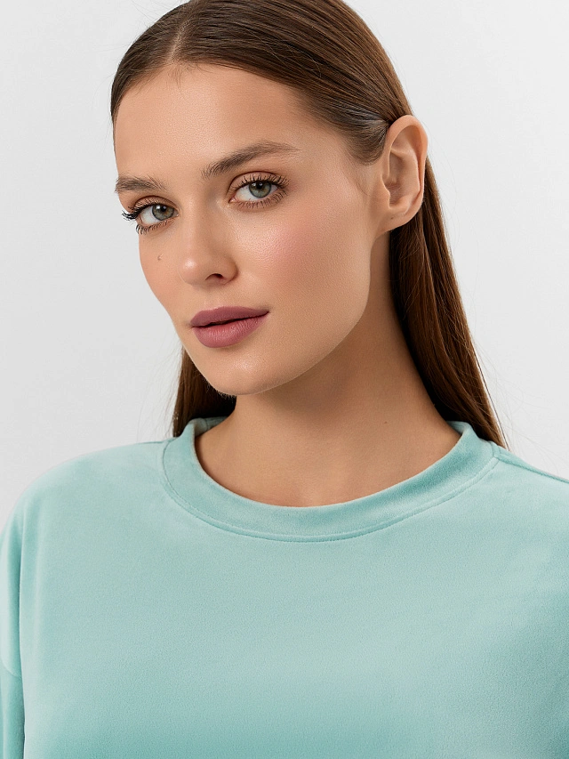 Комплект женский велюровый зеленый - 7