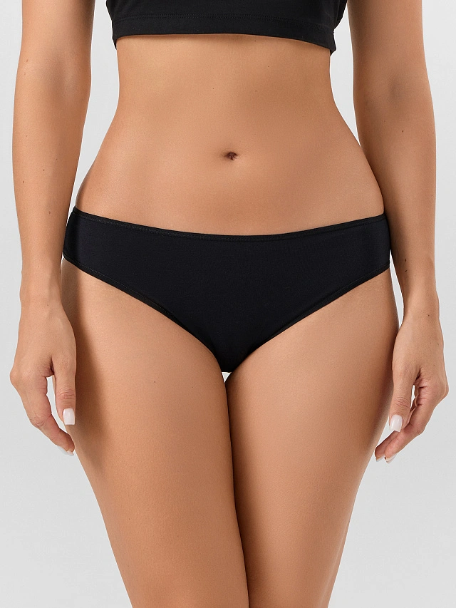 Трусы женские бразилиана черные с кружевными вставками - 3