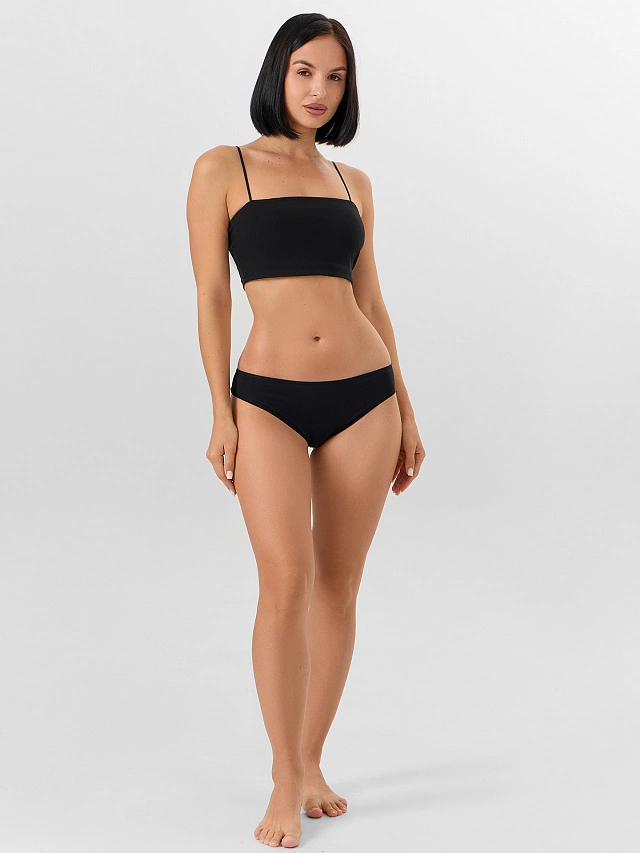 Трусы женские бразилиана черные с кружевными вставками - 8