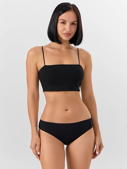 картинка Трусы женские бразилиана черные с кружевными вставками от магазина стильной одежды Mark Formelle