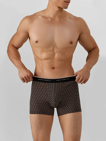 картинка Трусы боксеры мужские черные с узором от магазина мужской одежды Mark Formelle