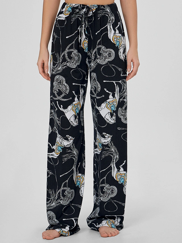 Комплект женский домашний черный с узором - 6