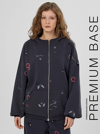 картинка Толстовка женская серая на молнии от магазина стильной одежды Mark Formelle