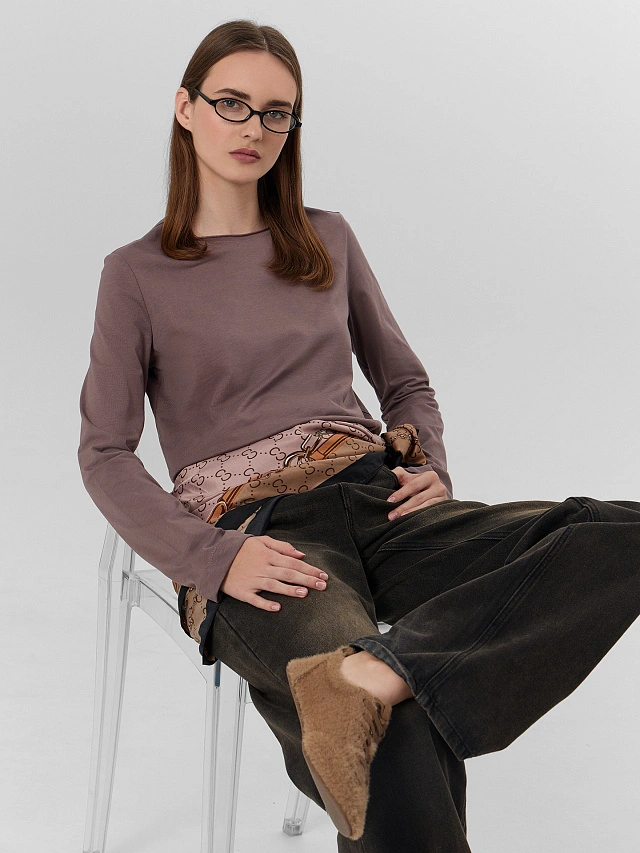 Лонгслив женский коричневый - 7