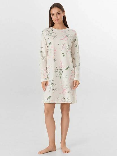 картинка Сорочка ночная женская бежевая с узором от магазина стильной одежды Mark Formelle