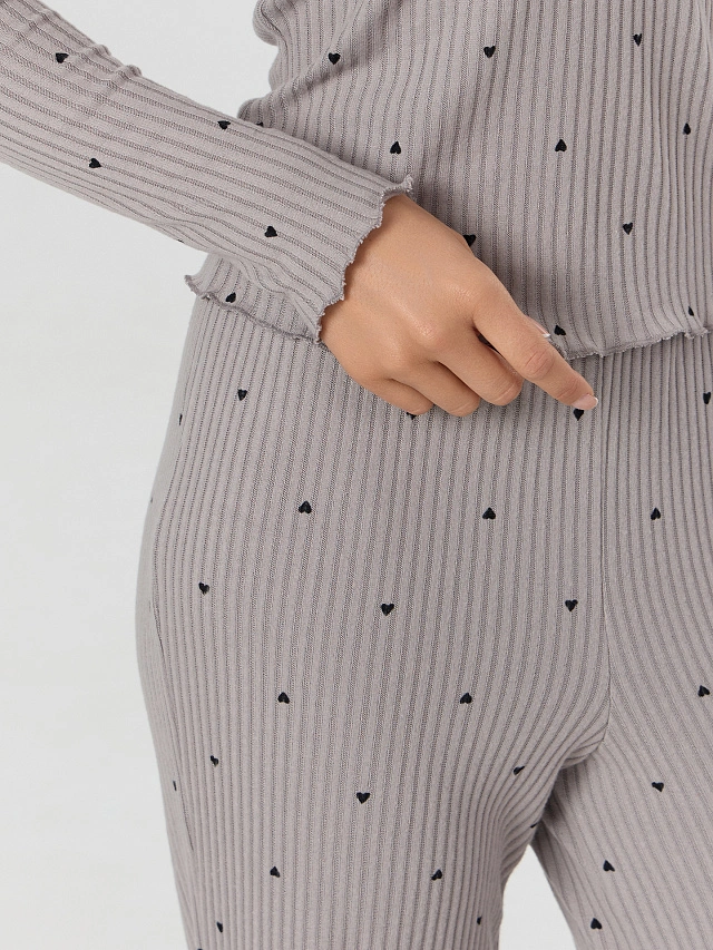 Комплект домашний женский серый с сердечками - 5