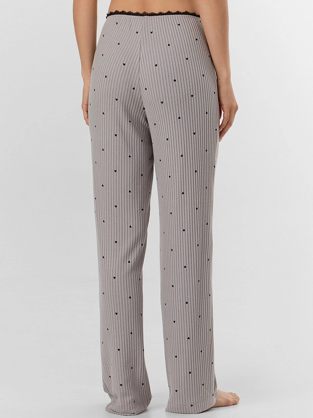 Комплект домашний женский серый с сердечками - 8