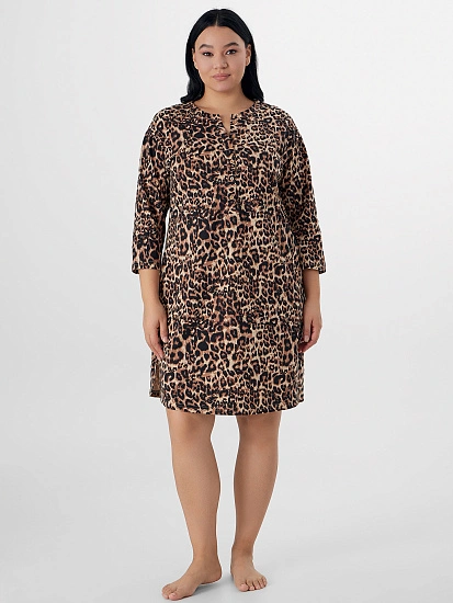 картинка Туника домашняя женская бежевая с леопардовым принтом от магазина стильной одежды Mark Formelle