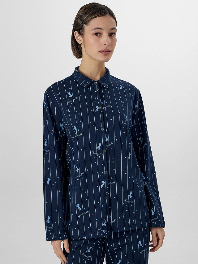 Комплект новогодний женский домашний синий - 4