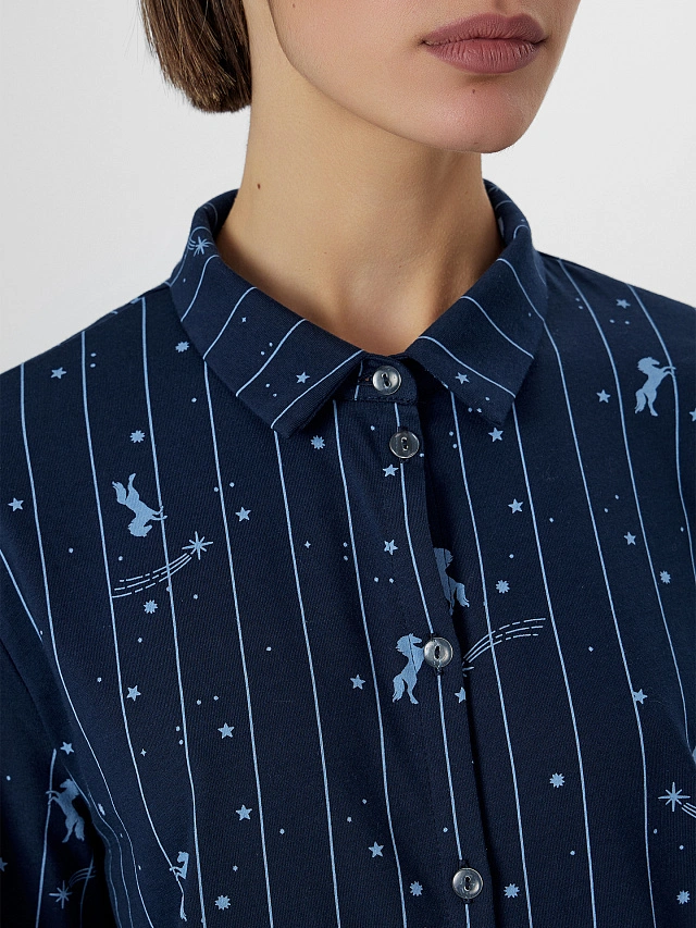 Комплект новогодний женский домашний синий - 5