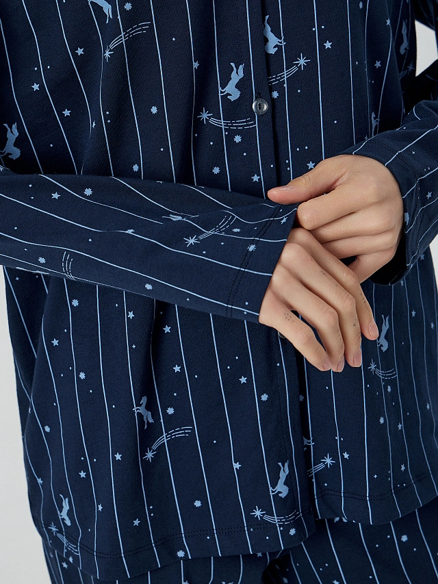 Комплект новогодний женский домашний синий - 6